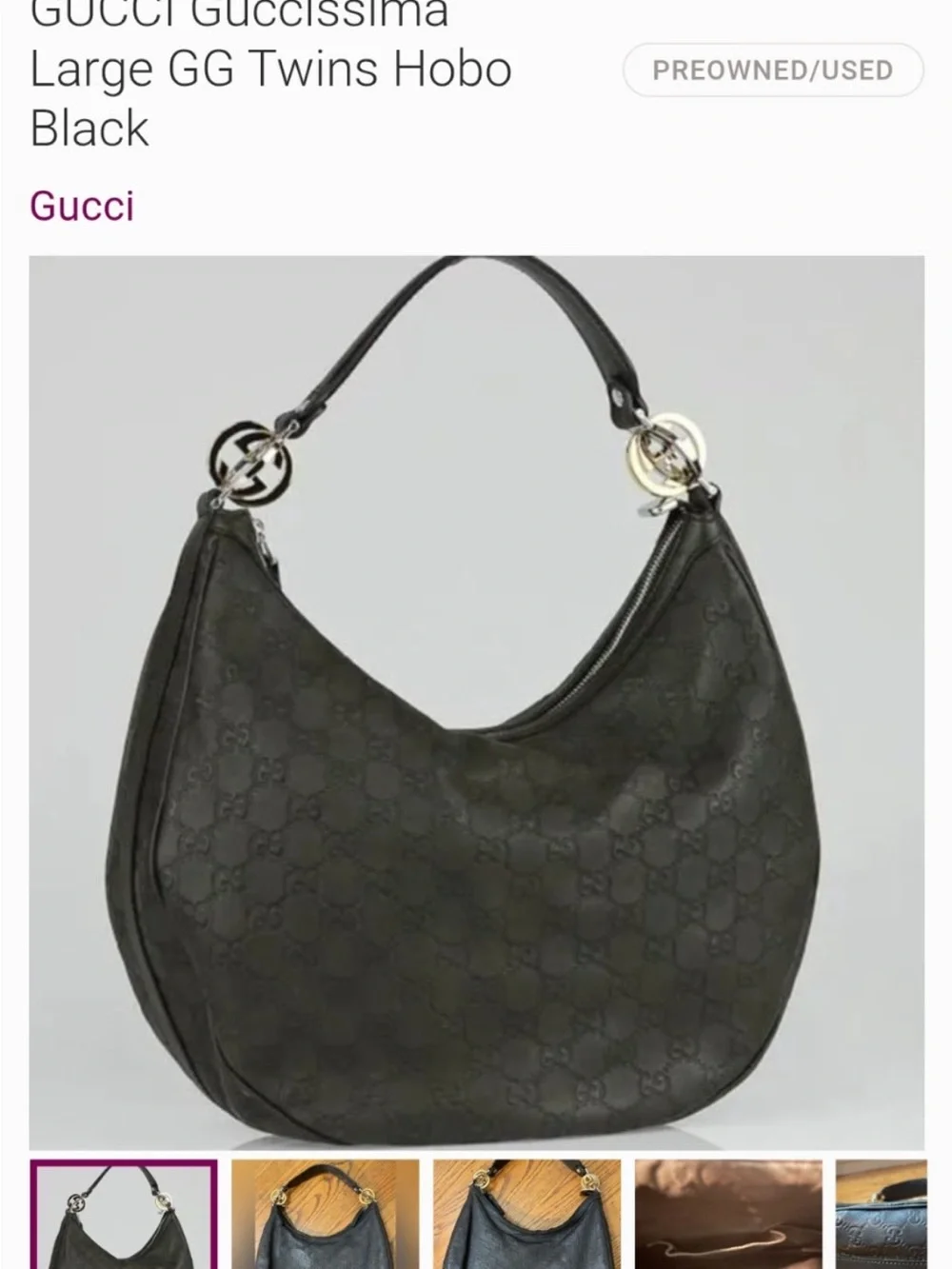 Authentic Gucci Guccissima Leather Hobo Bag and dust bag